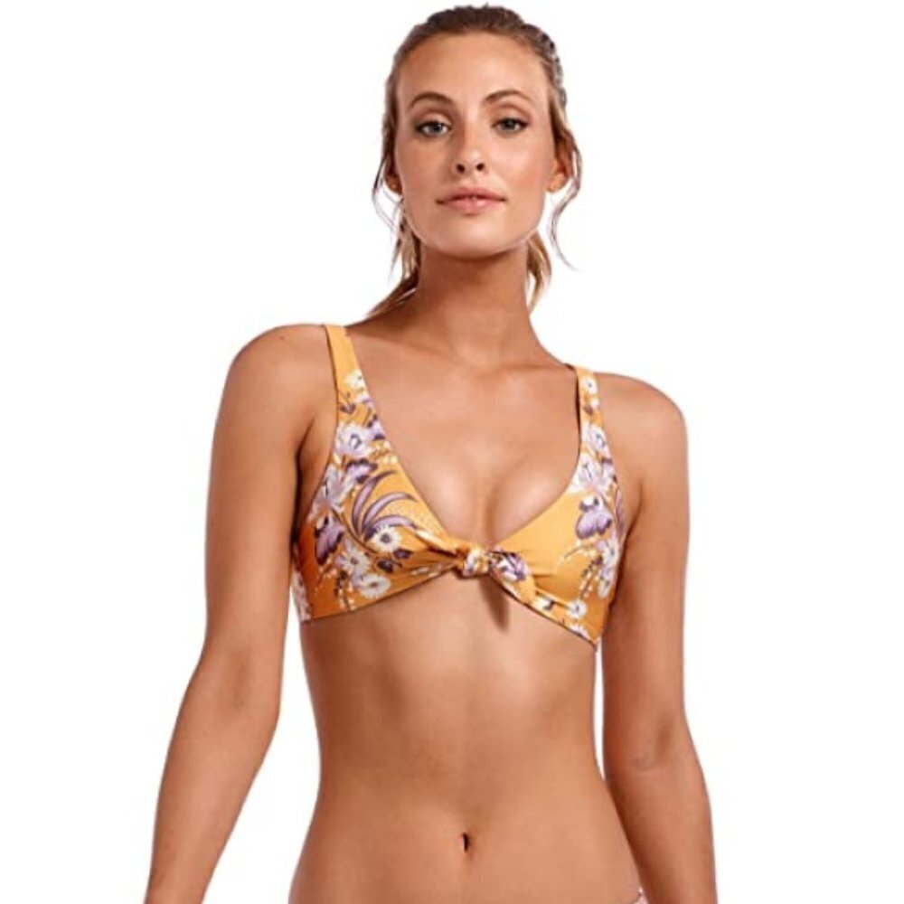 Vitamin A 'Lou Soleada' Floral Tie-Front Top, Gold Multi